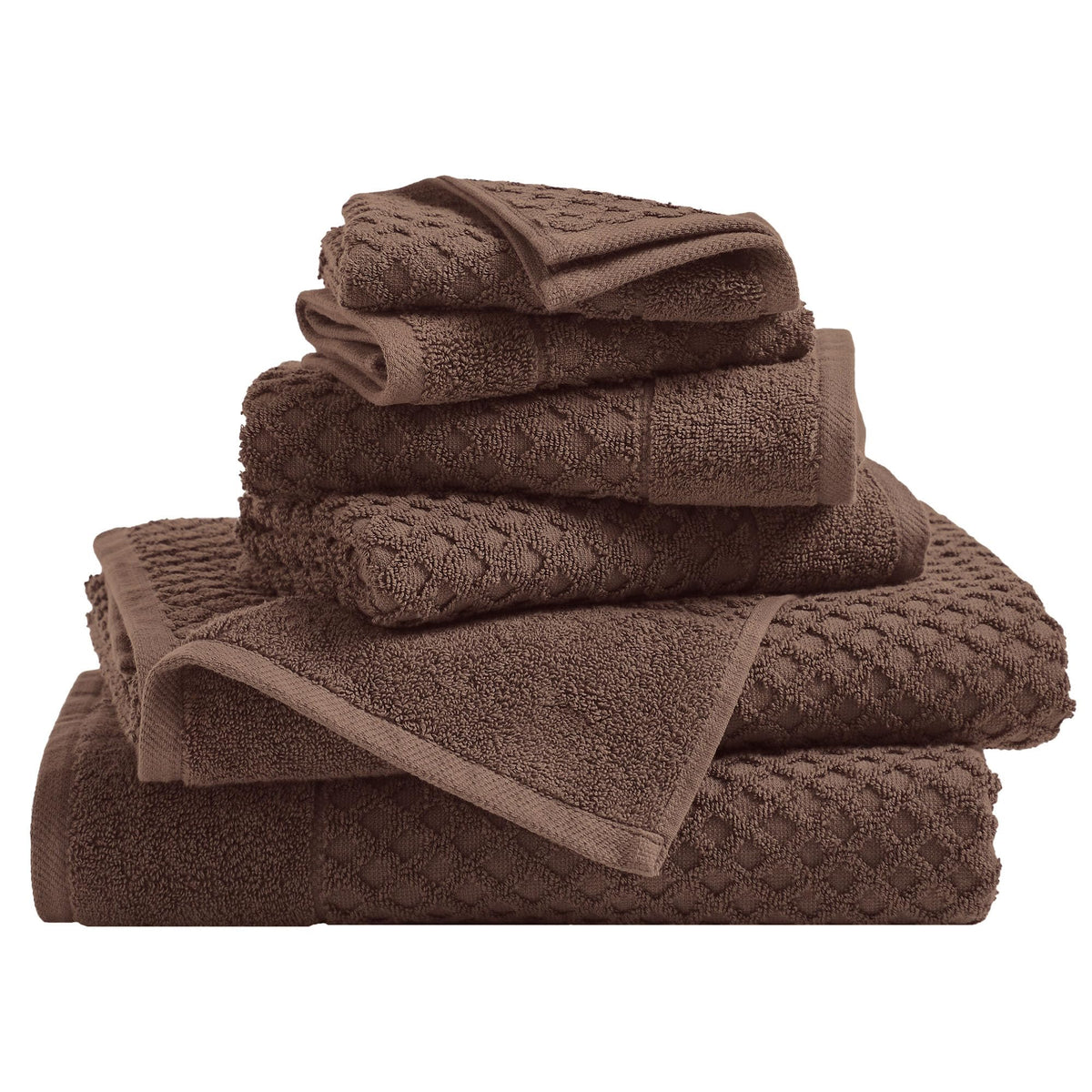 Great Bay Home Bath Towels - 100% Cotton 6 Piece Towel Set - Diamond Waffle Weave - Absorbent, Durable, Quick-Dry Towels for Bathroom (Copper)