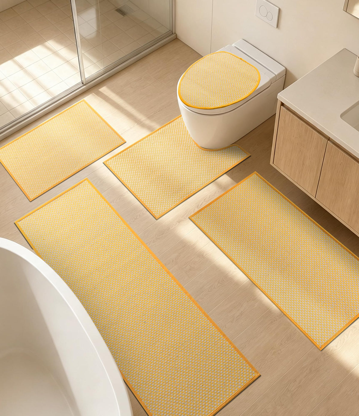 YIHOUSE Black Bathroom Rugs Sets 2 Pieces,Thin Bath Mat Quick Dry