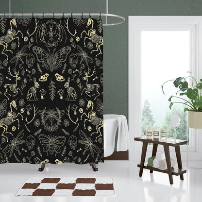 Black Goth Witchy Skull Shower Curtain Gothic Home Gift 72x72 Inches