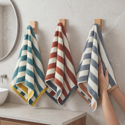 REDKISS Striped Hand Towels for Bathroom, Kitchen Decor, Guest Use, Ultra Soft and Highly Absorbent for Kids Adults, 100% Cotton, 12” x 28”, 3 Pack