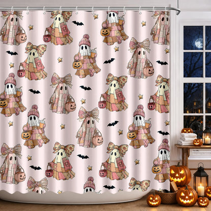 MEHOFOND Halloween Evil Pumpkin Shower Curtain Moon Night Bath Curtain