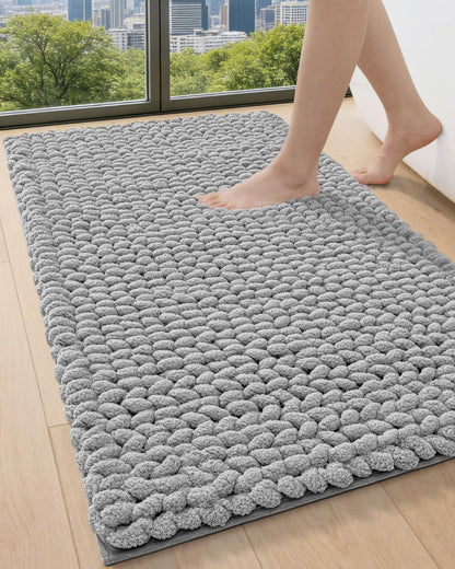 DEXI Bathroom Rugs 36x24, Non Slip Washable Chinelle Bath Mat, Taupe