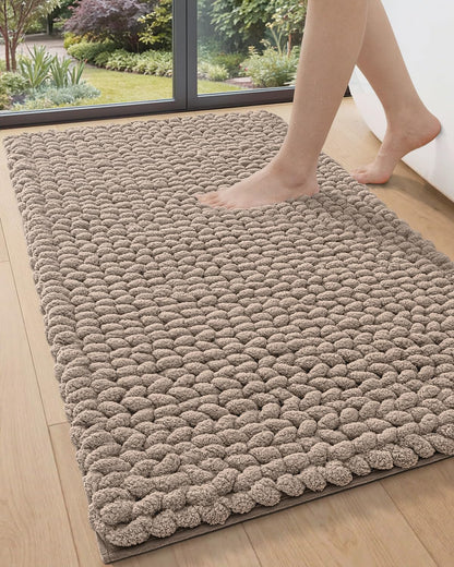 DEXI Bathroom Rugs 36x24, Non Slip Washable Chinelle Bath Mat, Taupe