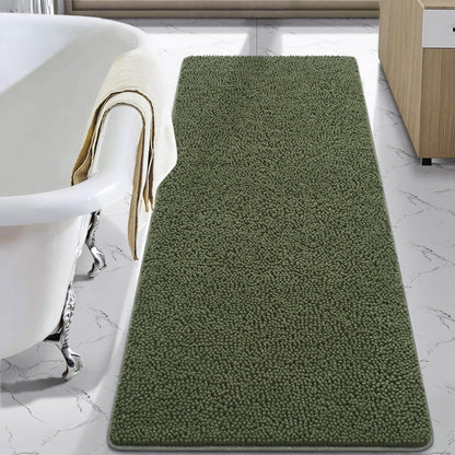 LOCHAS Luxury Bathroom Rug Shaggy Bath Mat 24 x 60 Inch, Gray