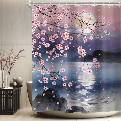 Pink Cherry Blossom Plum Asian Shower Curtain Japanese 60Wx72H Inch Decor