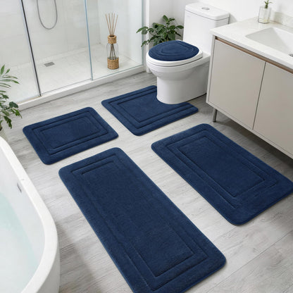 YIHOUSE 2-Piece Towel-Like Memory Foam Bathroom Rug Set, Dark Grey