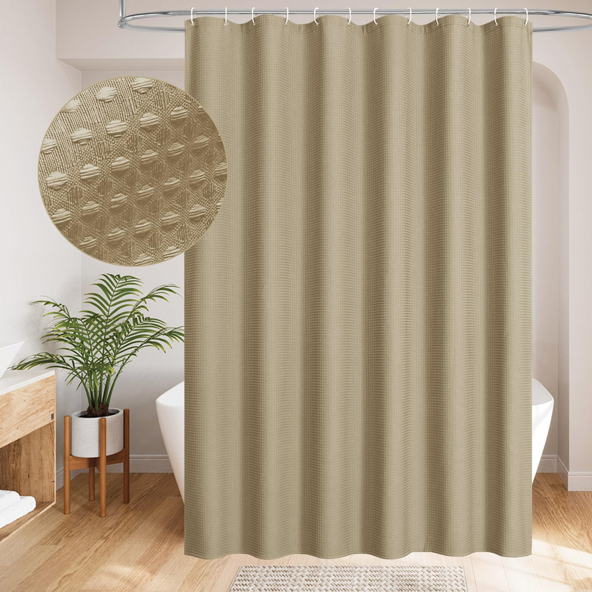 Sage Green Luxury Heavyweight Textured Fabric Shower Curtain Hotel,72x72