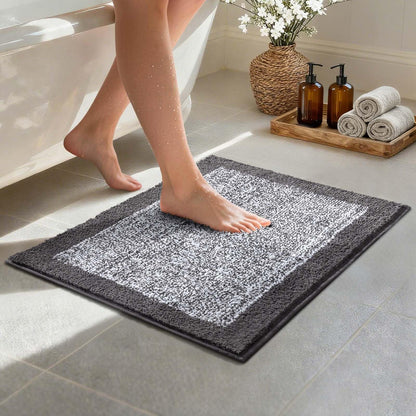 Long 2x4 Ft (48''x24'') Bathroom Rugs, Non Slip Washable Bath Mat Grey