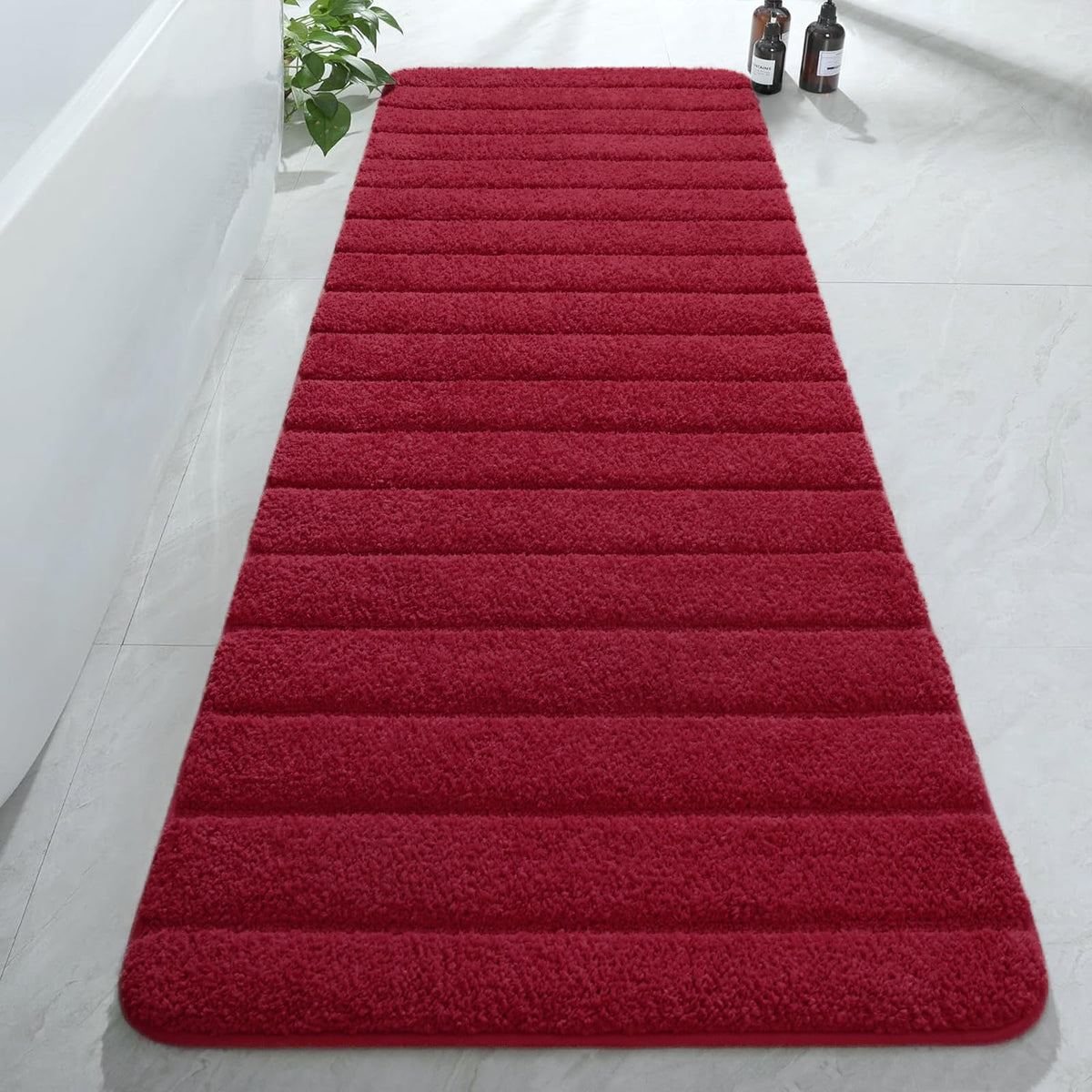 AROGAN Luxury Long Bathroom Runner Rugs 24x60 Inch Bath Rug Non Slip, Black