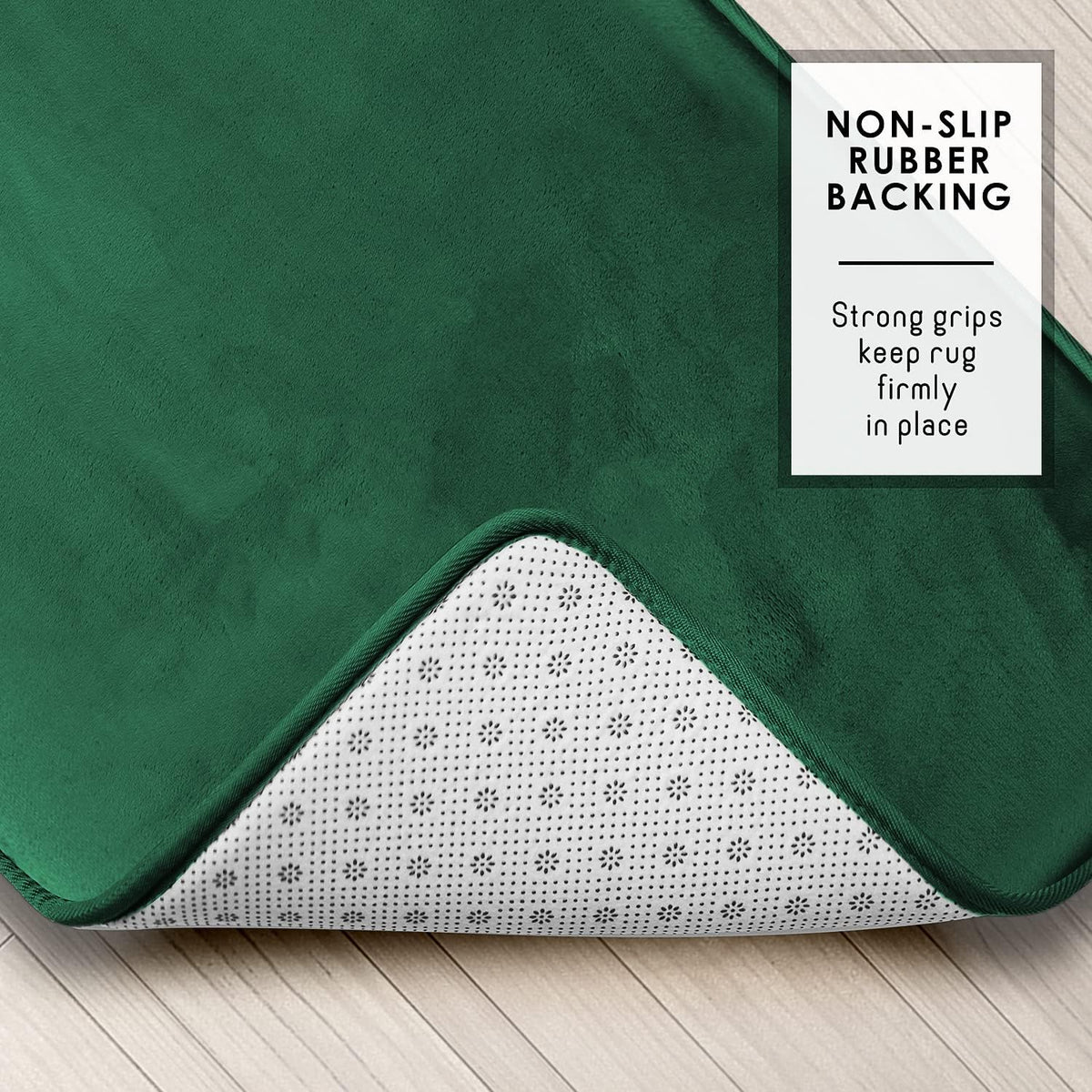 Clara Clark 3 Piece Bathroom Rugs Bath Mat Set, Velvet Memory Foam Bath Mats for Bathroom - Non-Slip, PVC Backing Bath Rugs, Washable - Dries Quickly, Green