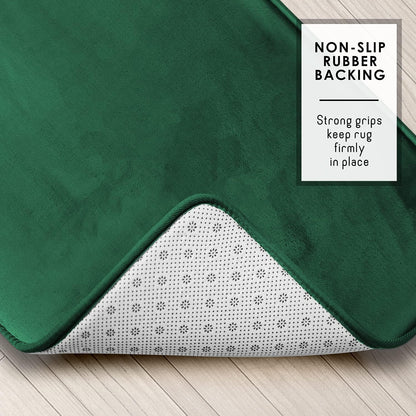 Clara Clark 3 Piece Bathroom Rugs Bath Mat Set, Velvet Memory Foam Bath Mats for Bathroom - Non-Slip, PVC Backing Bath Rugs, Washable - Dries Quickly, Green