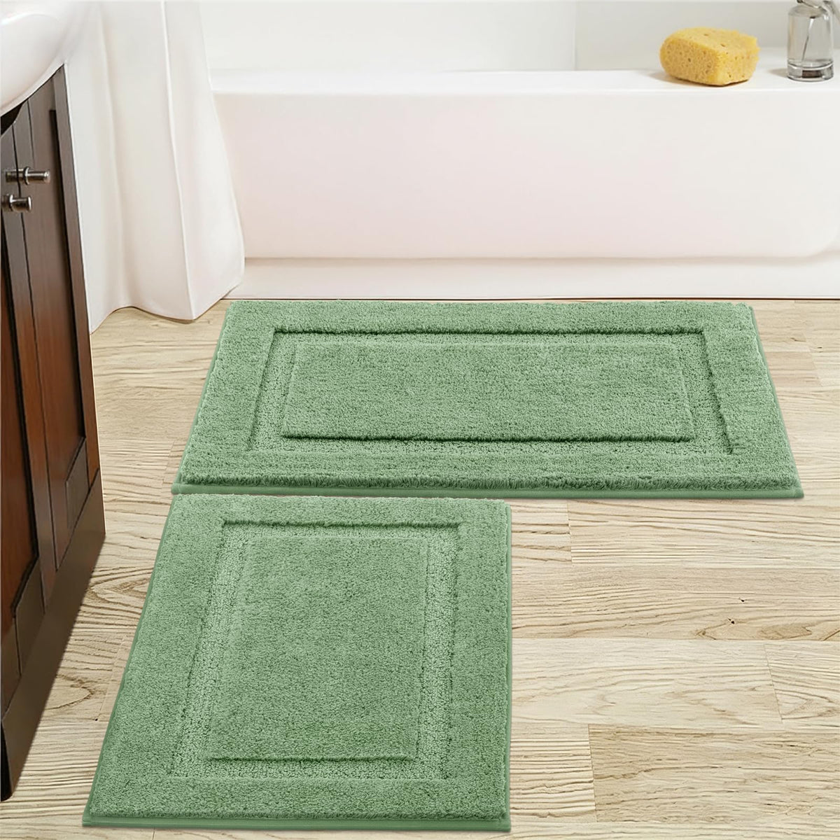 SHACOS Soft Microfiber Bathroom Rugs Set of 2 Pieces, White
