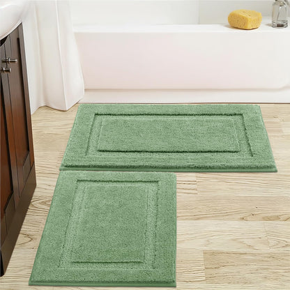 SHACOS Soft Microfiber Bathroom Rugs Set of 2 Pieces, White