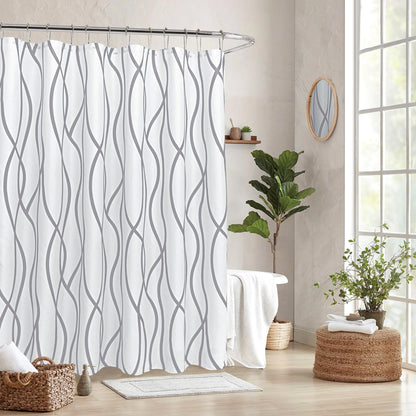 Fabric Modern Shower Curtain-Burgundy & White Shower Curtains for Bathroom