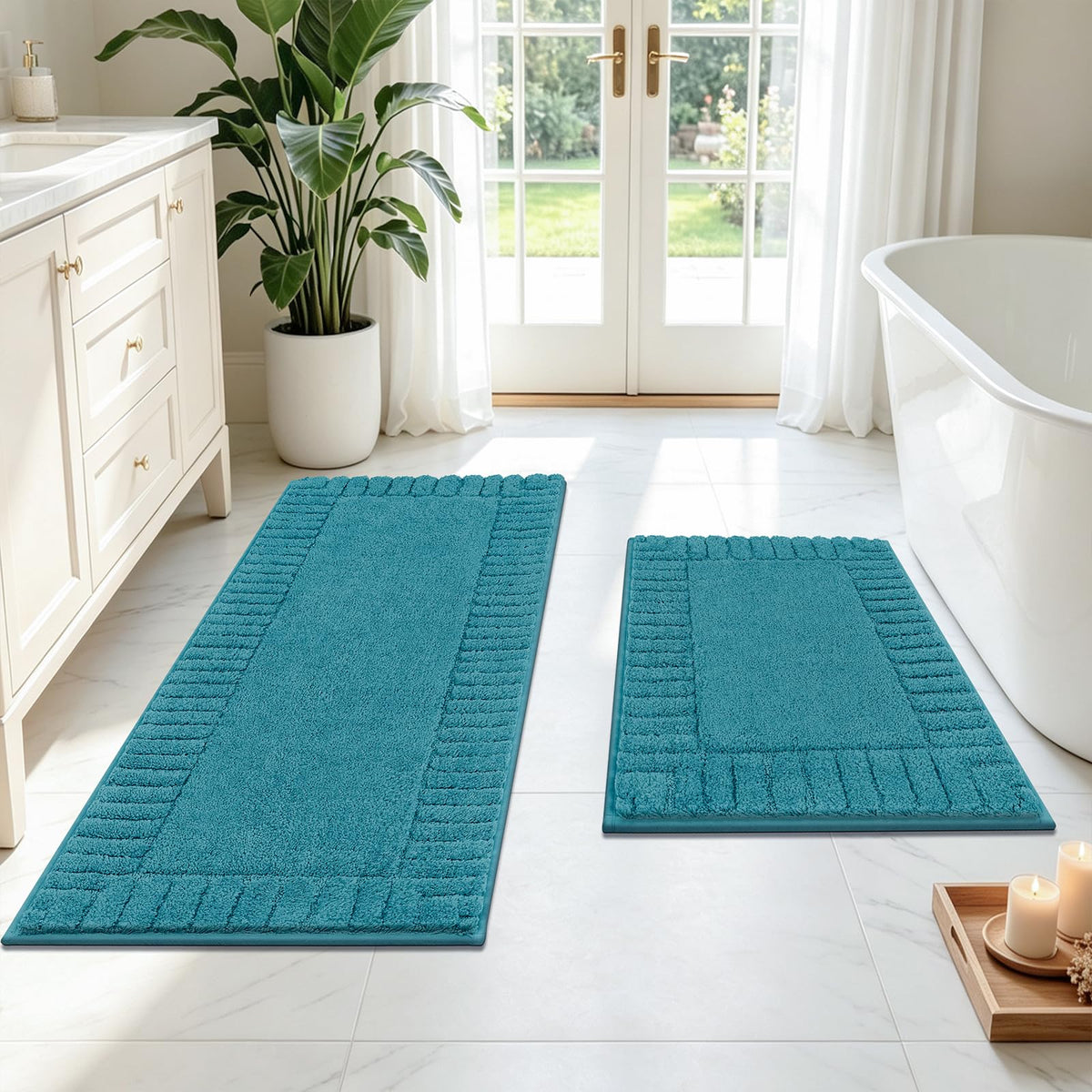 Pauwer Bathroom Rugs Sets 3 Piece, Microfiber Bath Mat Set, Dark Grey