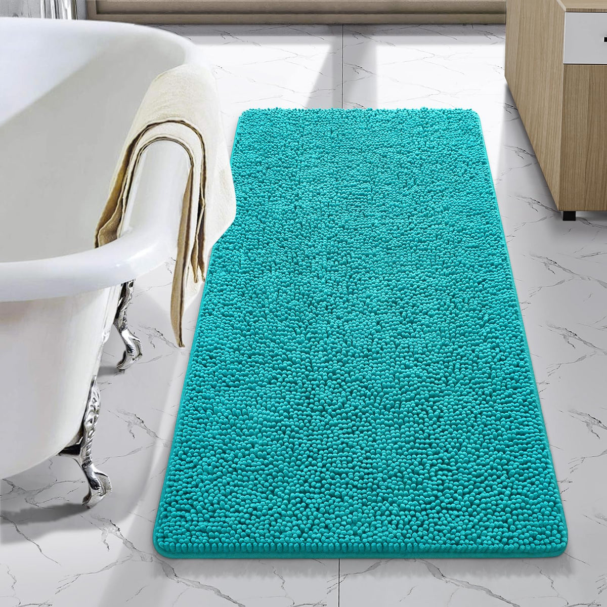 LOCHAS Luxury Bathroom Rug Shaggy Bath Mat 24 x 60 Inch, Gray