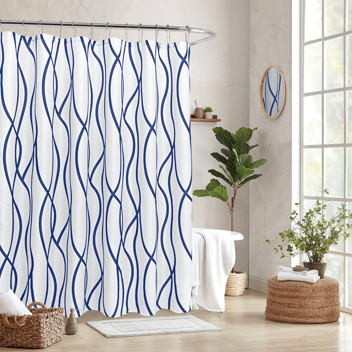 Fabric Modern Shower Curtain-Burgundy & White Shower Curtains for Bathroom