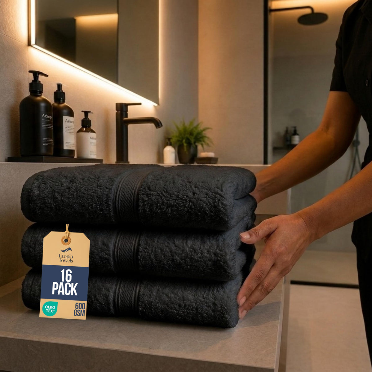 Utopia Towels 4 Pack Premium Bath Towels, 27x54 in, 600 GSM Cotton Grey