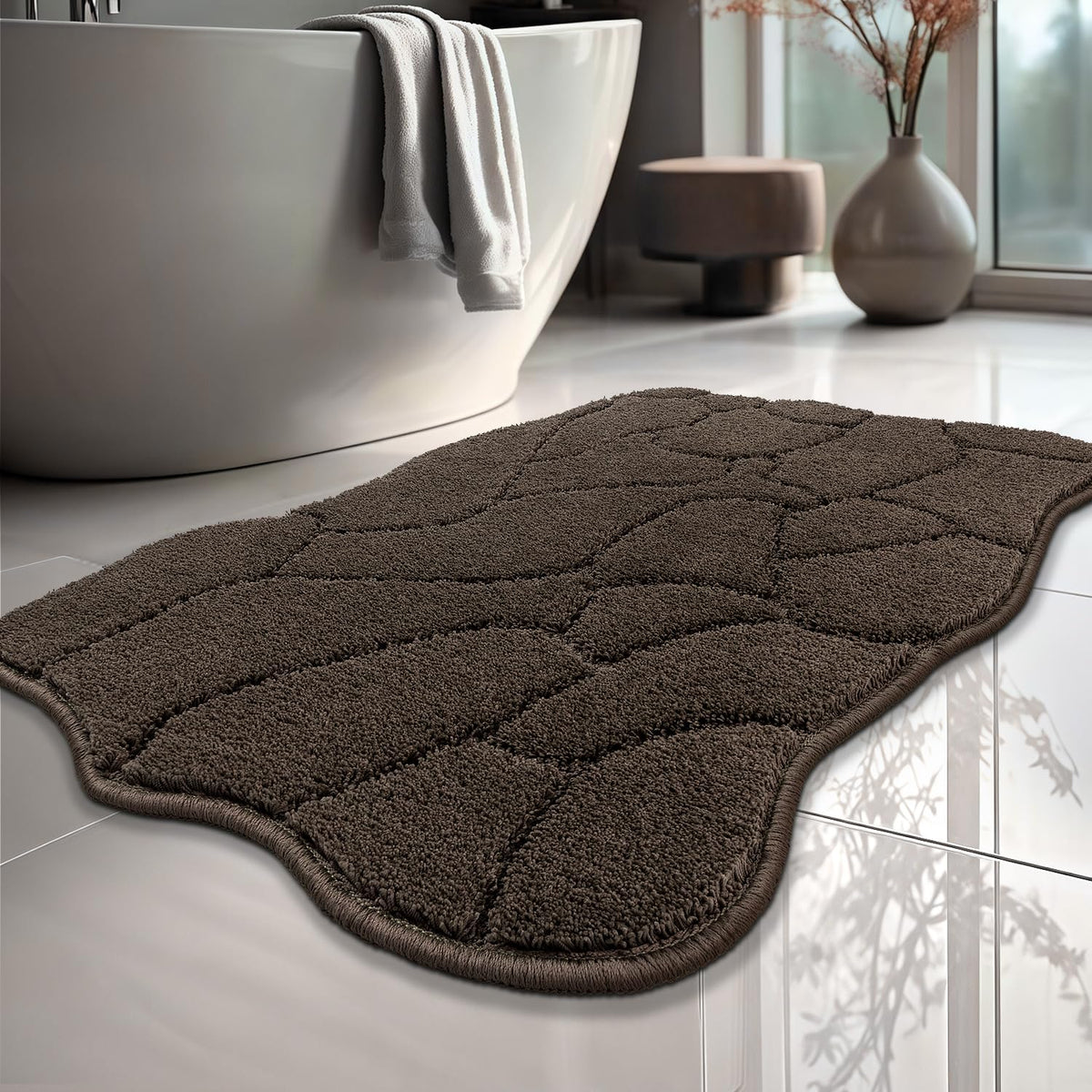 BSICPRO ‌Purple Bathroom Rugs, 24x36 Floral Bath Mats, French Rustic Style