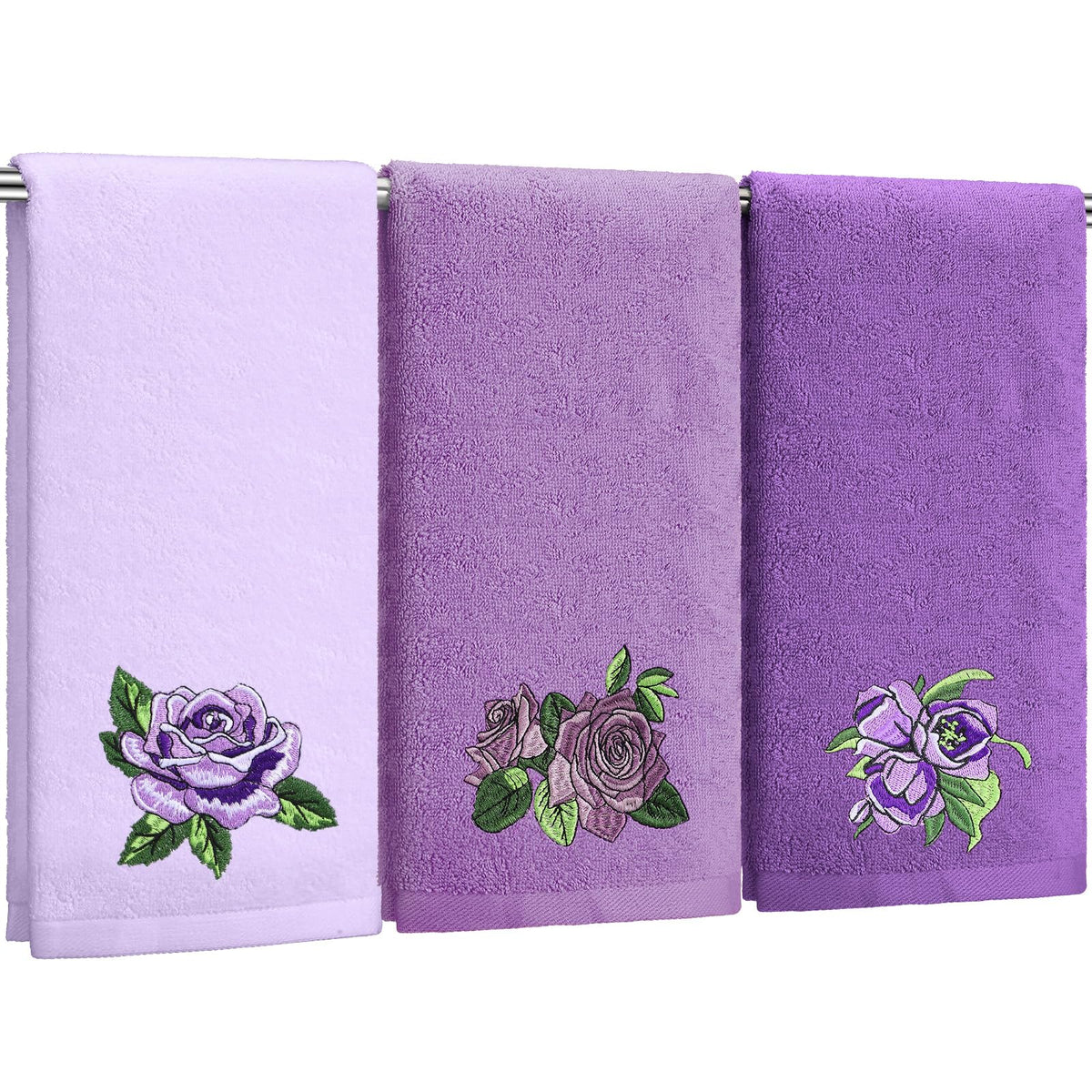 FuWeave 3 Pcs Eucalyptus Leaves Hand Towels for Bathroom Kitchen Decor