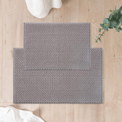FRESHMINT Chenille Bath Rugs Set 2 Pieces, Cream White, 17''x24''+20''x47''