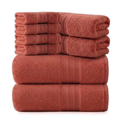 REDKISS Green Towel Set of 8-100% Cotton Luxury Bath Towels Set for Bathroom, 600 GSM Highly Absorbent Bathroom Towel with 2 Large Bath Sheet, 2 Hand, 4 Washcloths, Green Shower Towels for Dorm