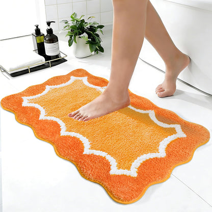 Cute Scalloped Rose Pink Bathroom Rugs Mat,Non Slip Absorbent Quick Dry Bath Mats for Shower Room,Microfiber Bath Mats for Bathroom Floor Washable Carpet for Shower Tub Sink Bedroom,20"x32"