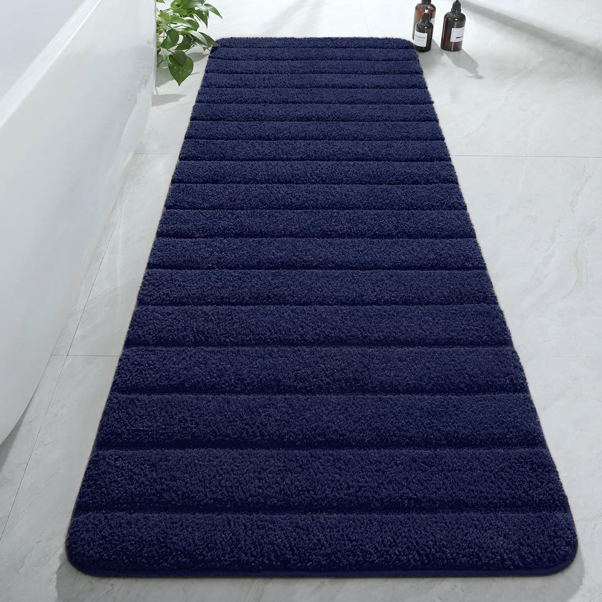 AROGAN Luxury Long Bathroom Runner Rugs 24x60 Inch Bath Rug Non Slip, Black