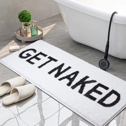 KOEXM Get Naked Bath Mat Long Runner Mat Cute Bathroom Rugs