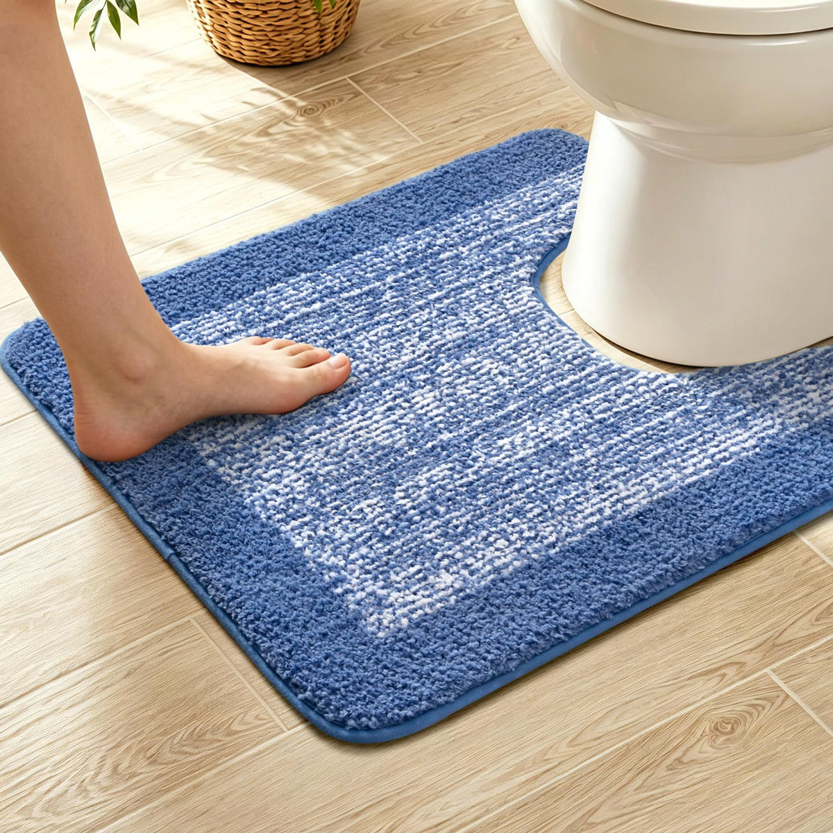 Long 2x4 Ft (48''x24'') Bathroom Rugs, Non Slip Washable Bath Mat Grey