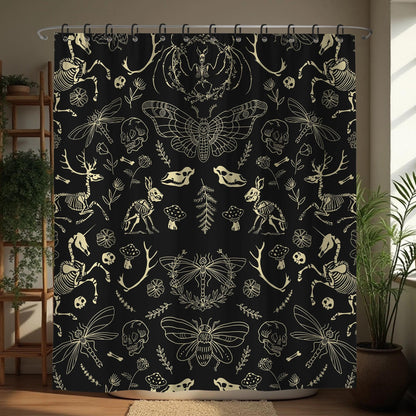 Black Goth Witchy Skull Shower Curtain Gothic Home Gift 72x72 Inches