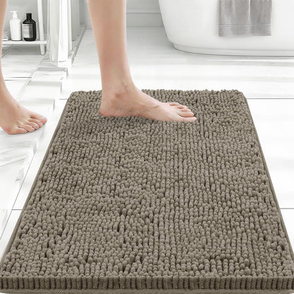 Bcoimo Bath Rug Mat,Sage Chenille High Absorbent Long Bathroom Runner Rugs