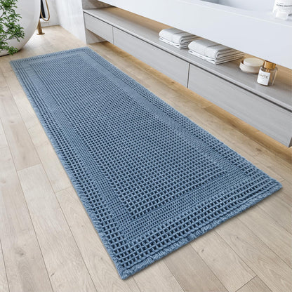 AMOAMI Waffle Bath Mat, Absorbent Bathroom Rugs Non Slip 24''x36'' Beige
