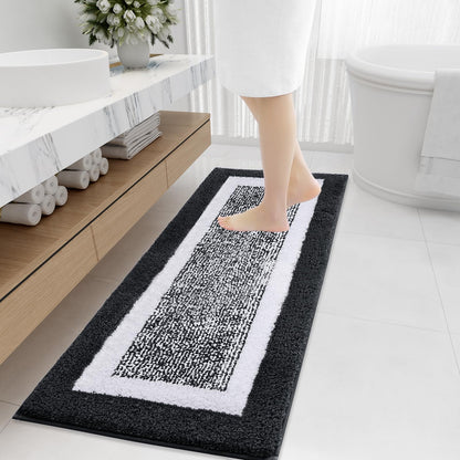 OLANLY Small Bathroom Rugs 24x16, Soft Absorbent Microfiber Bath Rugs, Grey