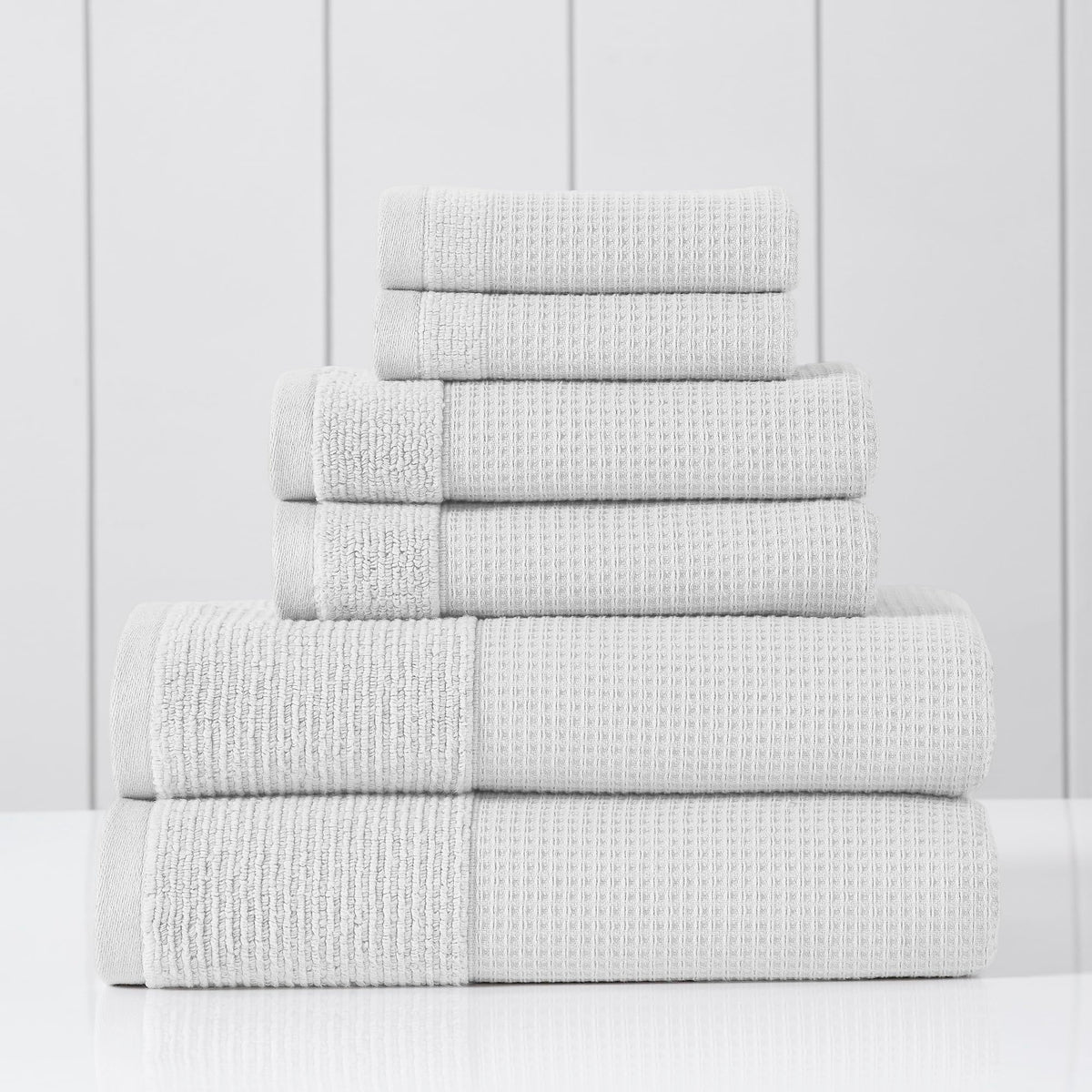 Modern Threads Waffle-Rib 6-Piece Towel Set – Premium Cotton Bath Towels, Ultra-Absorbent & Soft, Elegant Waffle Texture for Bathroom & Spa, Taupe