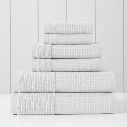 Modern Threads Waffle-Rib 6-Piece Towel Set – Premium Cotton Bath Towels, Ultra-Absorbent & Soft, Elegant Waffle Texture for Bathroom & Spa, Taupe