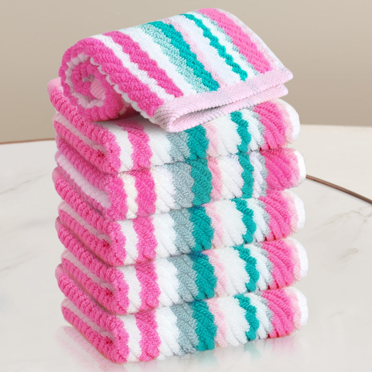 VOOVA & MOVAS Hand Towels 4 Pack, 100% Cotton, 16x27 in, Sage Beige