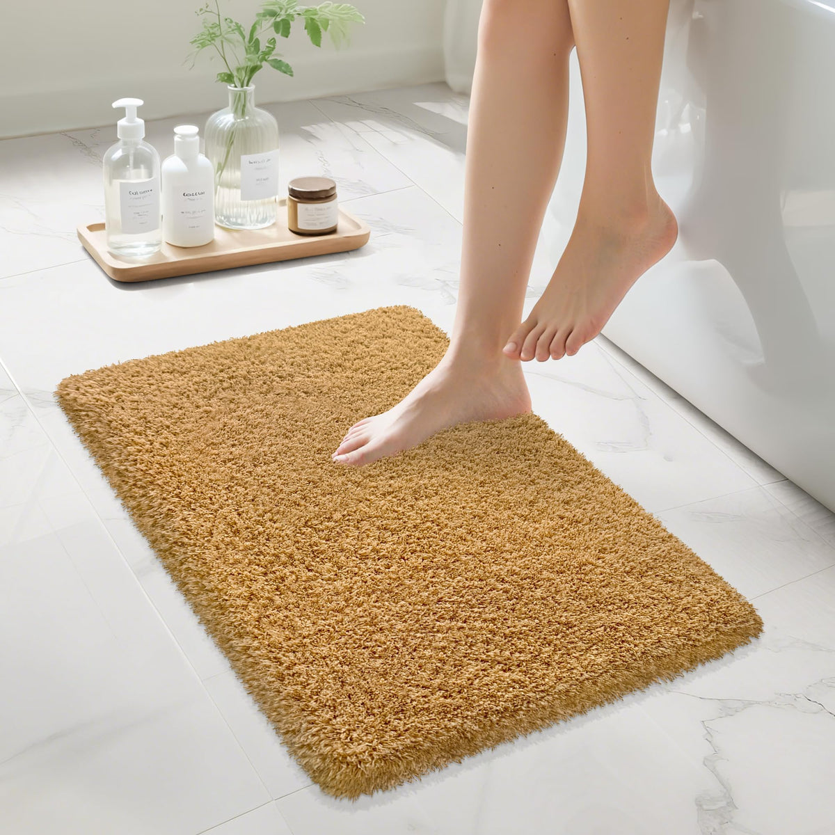 Pink Bathroom Rugs Non Slip 30"x20",Absorbent Bath Mat Quick Dry