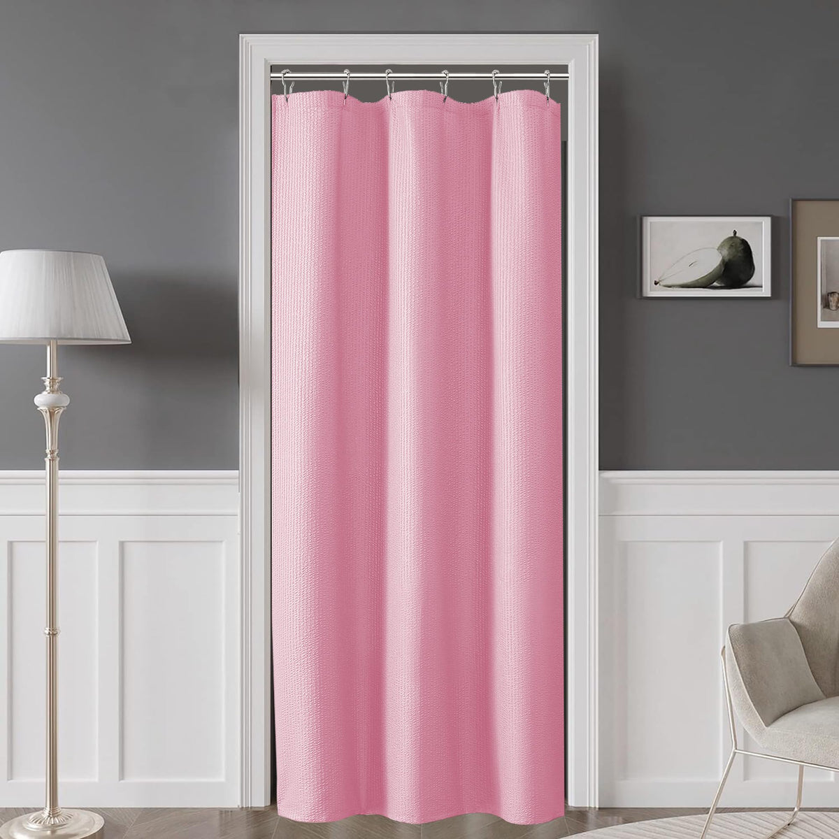 OVZME Berry Cute Shower Curtain, Embossed Textured Fabric Shower Curtain for Bathroom - Soft Cloth & Hotel Spa Luxury, Water Repellent, Machine Washable Shower Curtain, 72X72, Glacier Blue
