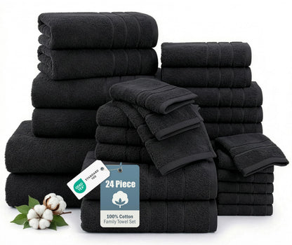Casa Platino Towel Set Soft Absorbent Quick Dry 100% Cotton - Cool Grey