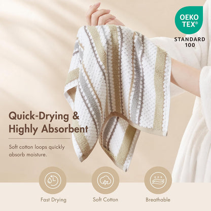 Madison Park Sutton Stripe 6 Piece Cotton Bath Towel Set, Neutral