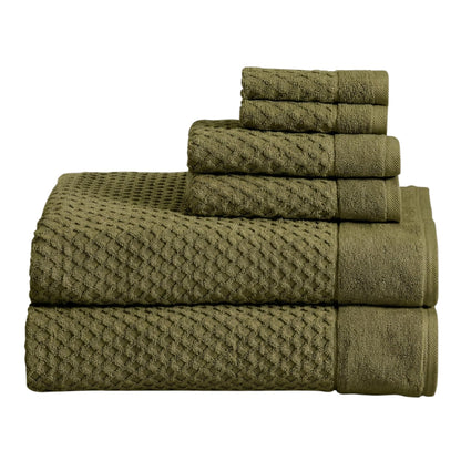Great Bay Home Bath Towels - 100% Cotton 6 Piece Towel Set - Diamond Waffle Weave - Absorbent, Durable, Quick-Dry Towels for Bathroom (Copper)