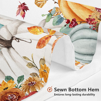 MEHOFOND Autumn Pumpkin Shower Curtain Maple Leaves Floral Bath Curtain