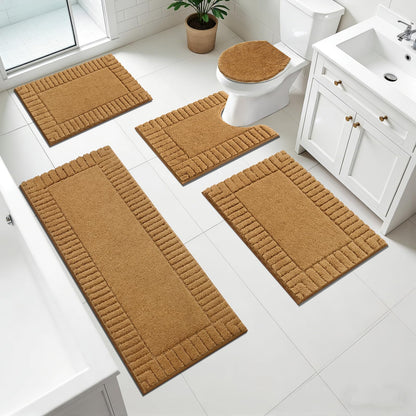 Pauwer Bathroom Rugs Sets 3 Piece, Microfiber Bath Mat Set, Dark Grey