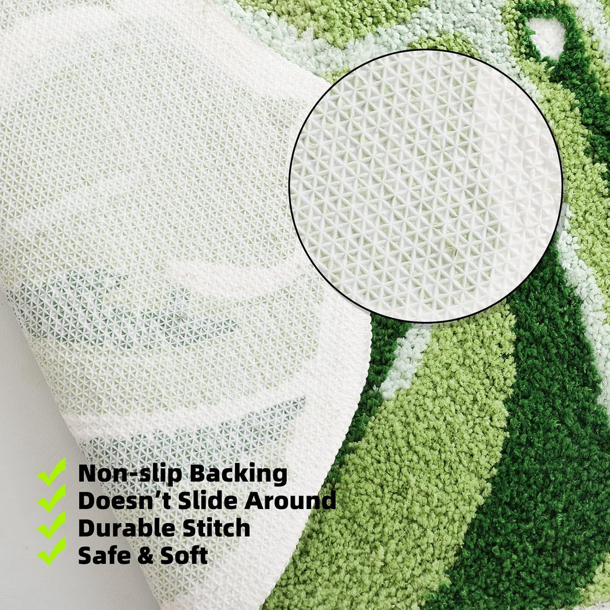 Panstar Large Monstera Leaf Bath Mat, Non Slip Green Plant Bathroom Rug, Absorbent Cute Palm Shaped Bathtub Rug Bathroom Plush Shower Rugs (32"X26")