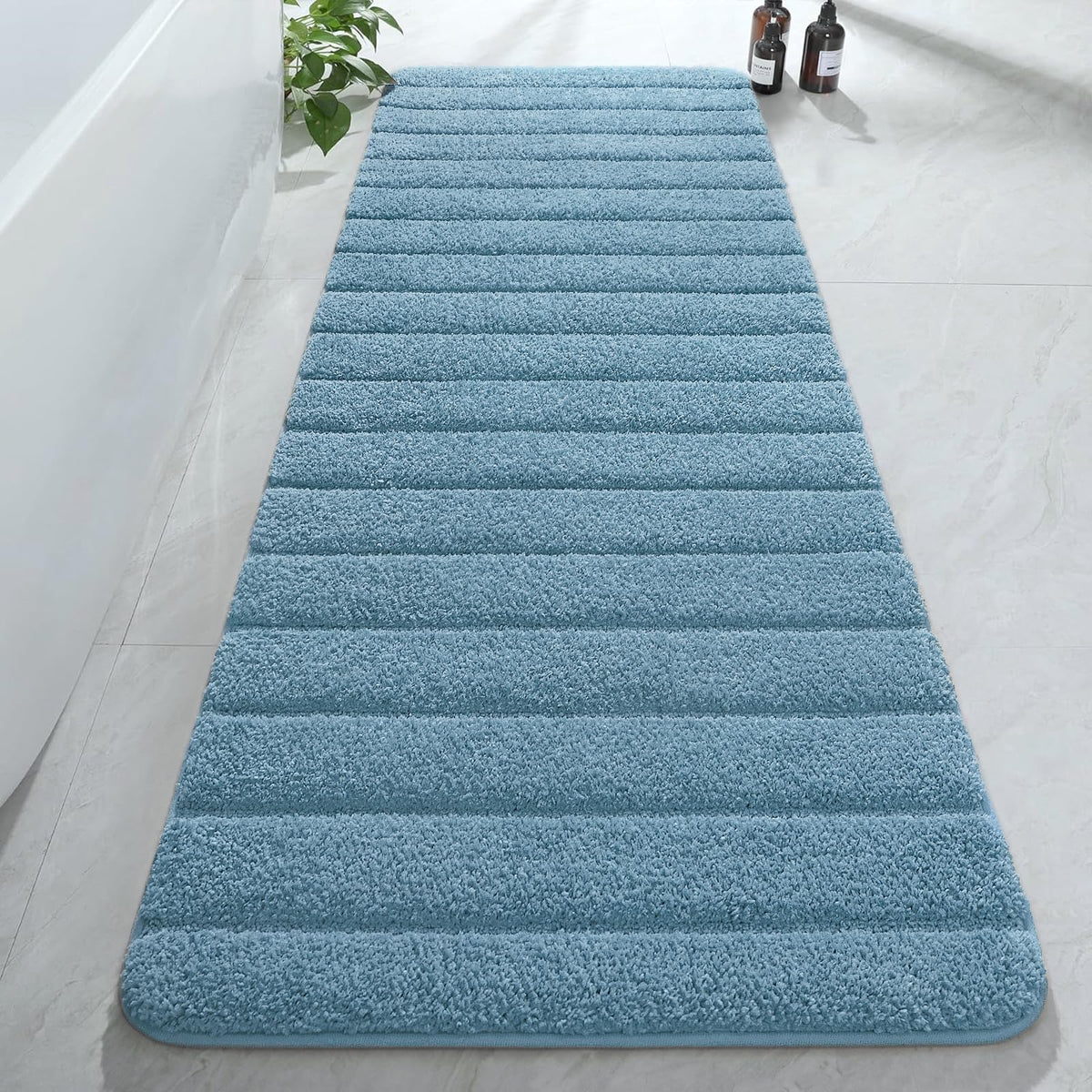AROGAN Luxury Long Bathroom Runner Rugs 24x60 Inch Bath Rug Non Slip, Black