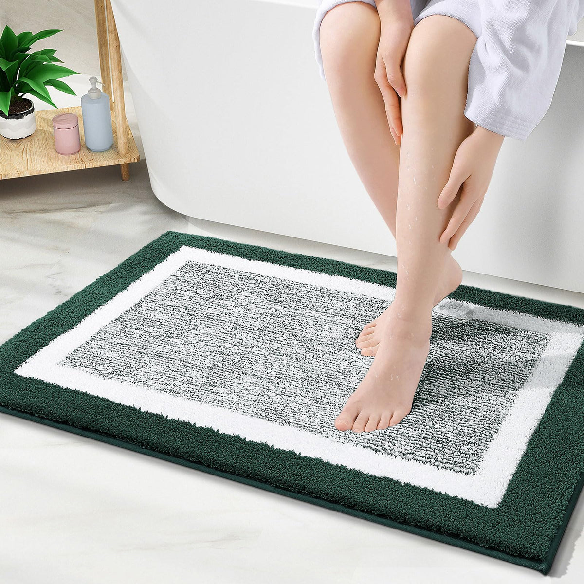 OLANLY Small Bathroom Rugs 24x16, Soft Absorbent Microfiber Bath Rugs, Grey