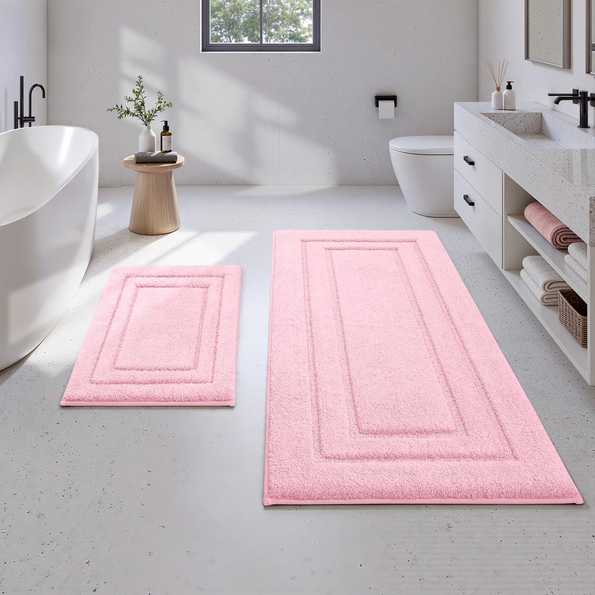 HOMEIDEAS Fall Bathroom Rugs Sets, 2 Piece Soft Bath Mat Burnt Orange