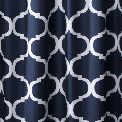 Lush Decor Geo Shower Curtain Single 72"W x 72"L Navy - Trellis Shower Curtains for Bathroom - Navy Bathroom Curtain