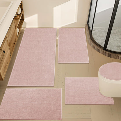YIHOUSE Bathroom Rugs Thin Bath Mat Sets 2 Pieces Quick Dry,Beige